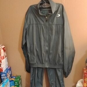 Men's Black Windbreaker Jacket and Pants Set